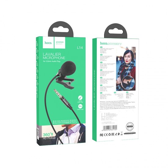 Hoco L14 3.5 Lavalier Black Микрофон
