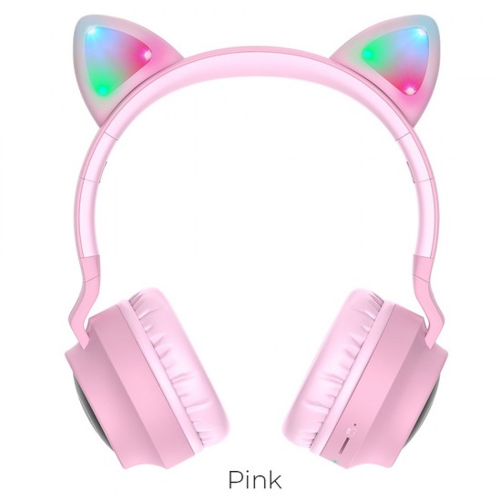 Hoco W27 Cat Ear Wireless Pink Слушалки
