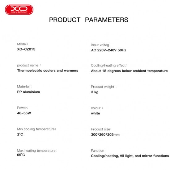 XO XO-CZ015 White Мини хладилник