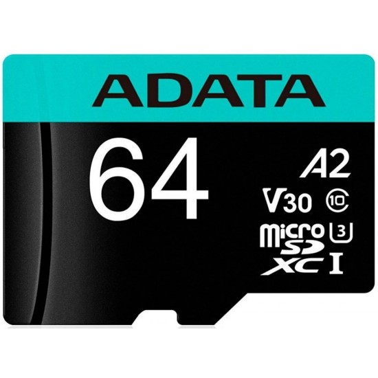 Adata MicroSDXC V30 64GB + Adapter Преносима памет