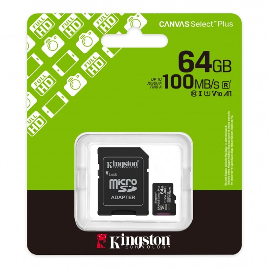 Kingston MicroSD 64GB 100MB/s Преносима памет
