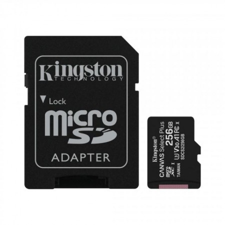 Kingston Canvas Select Plus MicroSD 256GB Class 10 + Adapter Преносима памет