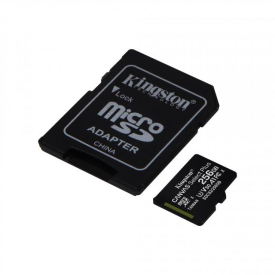Kingston Canvas Select Plus MicroSD 256GB Class 10 + Adapter Преносима памет