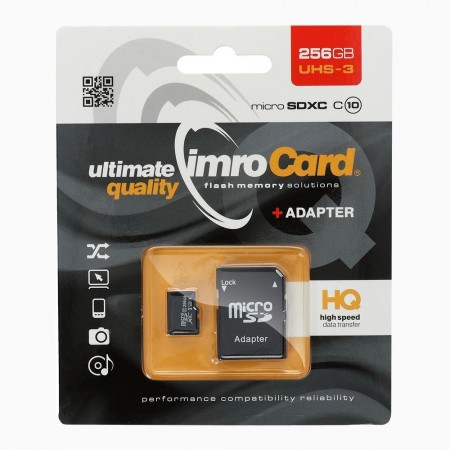 Imro MicroSDXC 256GB Class 10 UHS-3 + Adapter Преносима памет