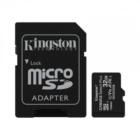 Kingston Canvas Select Plus MicroSD 32GB Class 10 + Adapter Преносима памет