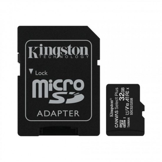 Kingston Canvas Select Plus MicroSD 32GB Class 10 + Adapter Преносима памет
