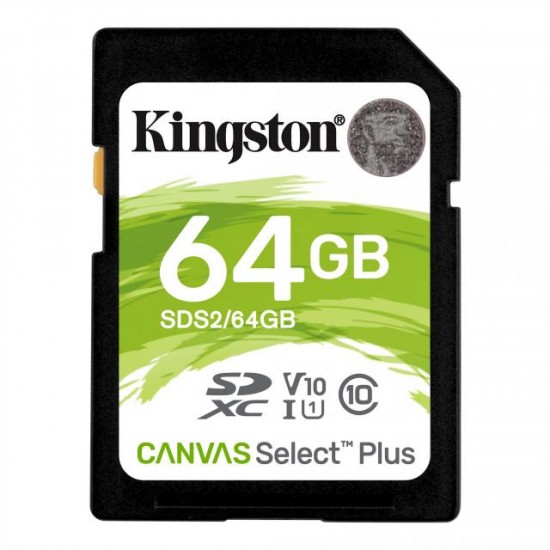 Kingston Canvas Select Plus MicroSD 64GB Class 10 + Adapter Преносима памет