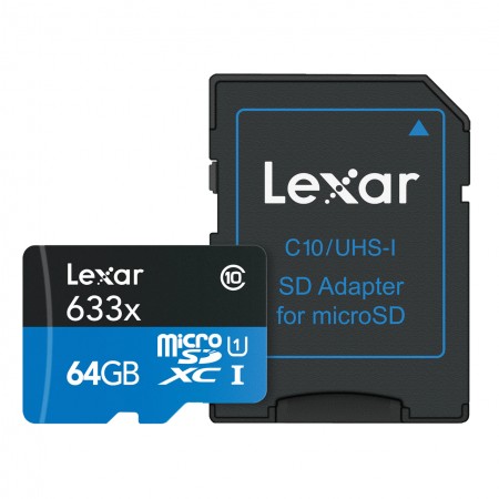 Lexar MicroSDHC UHS-1 64GB Class 10 Blue Series + Adapter Преносима памет