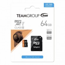 Team Group MicroSDHC 64GB UHS-1 Class 10 + Adapter Преносима памет Team Group MicroSDHC 64GB UHS-1 Class 10 + Adapter Преносима памет