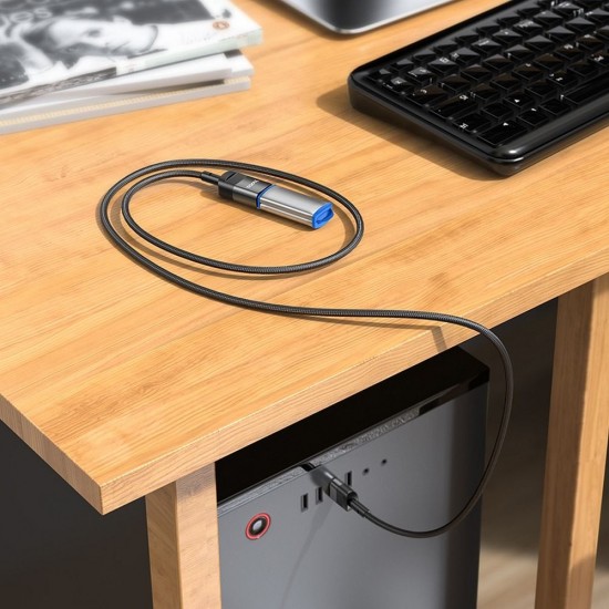 Hoco U107 USB Male to USB Female Charging Data Sync Extension Black Кабел