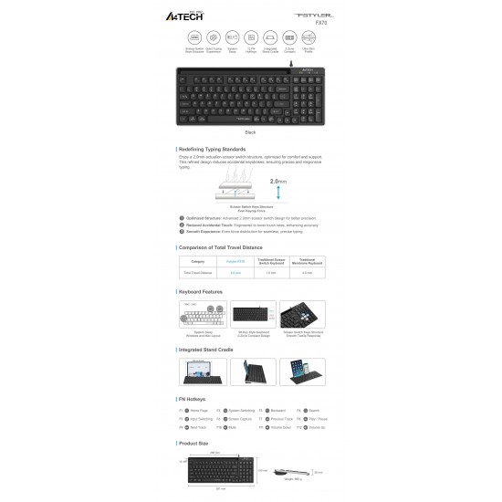 PC Клавиатури - A4 Tech FX70 Black PC клавиатура