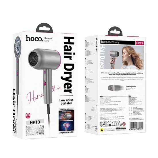 Hoco HP13 Grey Pink Сешоар