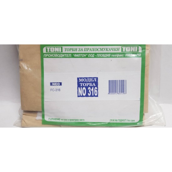 Toni NO316 Торбички за прахосмукачка