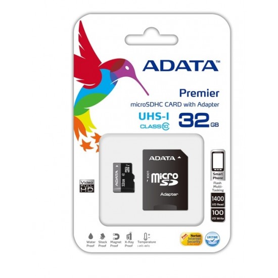 Adata MicroSDHC 32GB class 10 + adapter Преносима памет