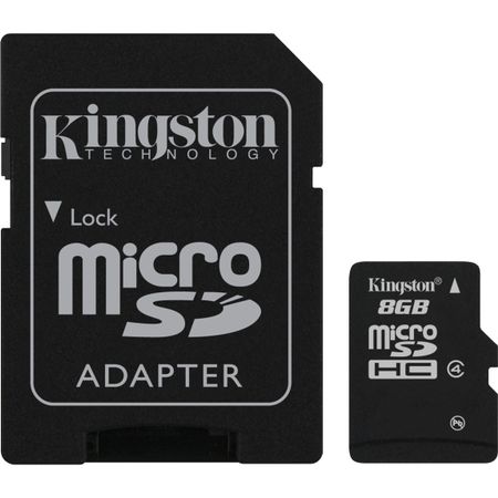 Kingston MicroSD 8GB class 4 + adapter Преносима памет