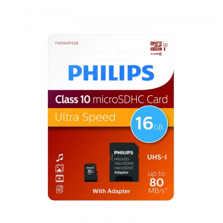 Philips MicroSD 16GB class 10 Преносима памет