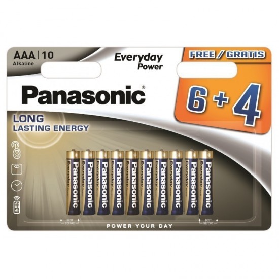 Panasonic Alkaline AAA LR03EPS/10BW 6+4F Батерия