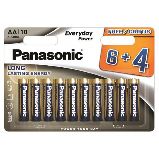 Panasonic Alkaline AA LR6EPS/10BW 6+4F Батерия