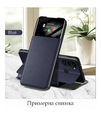 Samsung A03 Smart View Leather Flip Blue Кейс