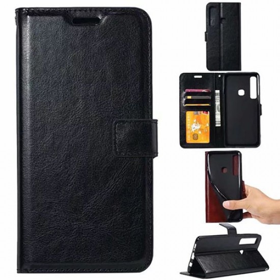 Samsung A12 Horizontal leather Black Кейс