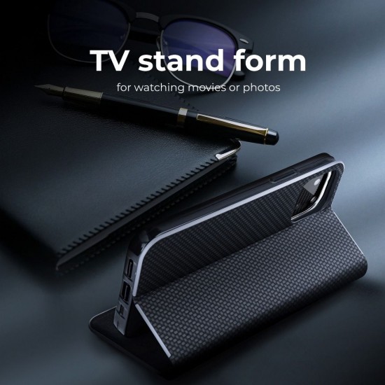 Huawei P Smart 2021 Forcell Luna Book Carbon Black Кейс