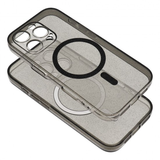 Samsung S25 Clear Mag Cover Black Glitter Кейс