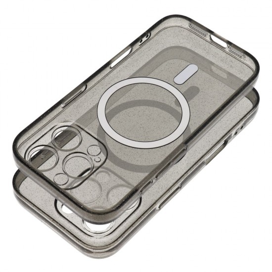 Samsung S25 Clear Mag Cover Black Glitter Кейс