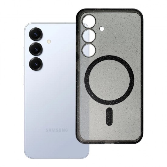 Samsung S25 Clear Mag Cover Black Glitter Кейс