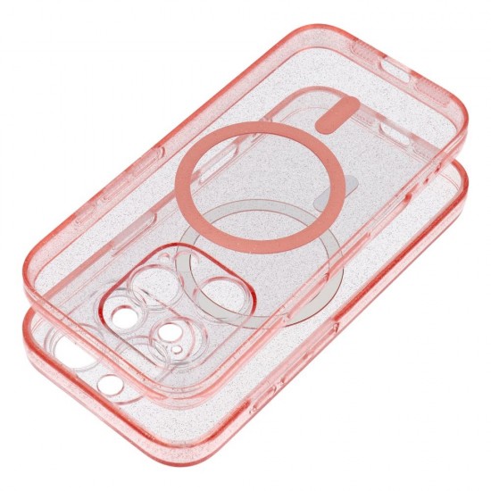Samsung S25 Clear Mag Cover Pink Glitter Кейс