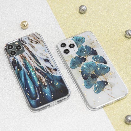 Samsung S22 Ultra Gold Glam Feathers Кейс