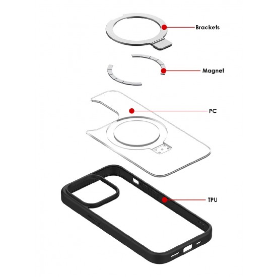 Apple iPhone 15 Pro Metal Ring MagSafe Black Кейс