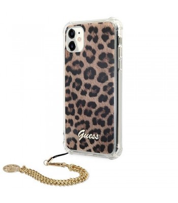 Apple iPhone 11 Guess GUHCN61KSLEO Original Faceplate Leopard + Gold Chain Handle Кейс
