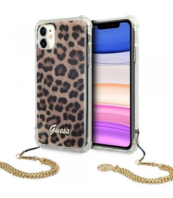Apple iPhone 11 Guess GUHCN61KSLEO Original Faceplate Leopard + Gold Chain Handle Кейс