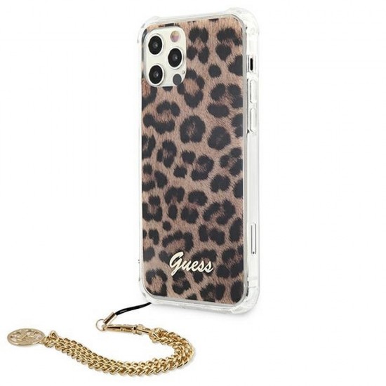 Apple iPhone 12, 12 Pro Guess GUHCP12MKSLEO Leopard + Gold Кейс