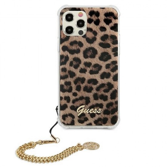 Apple iPhone 12, 12 Pro Guess GUHCP12MKSLEO Leopard + Gold Кейс