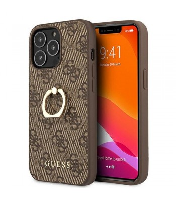 Apple iPhone 13 Pro Guess GUHCP13L4GMRBR Brown+Ring Stand Кейс