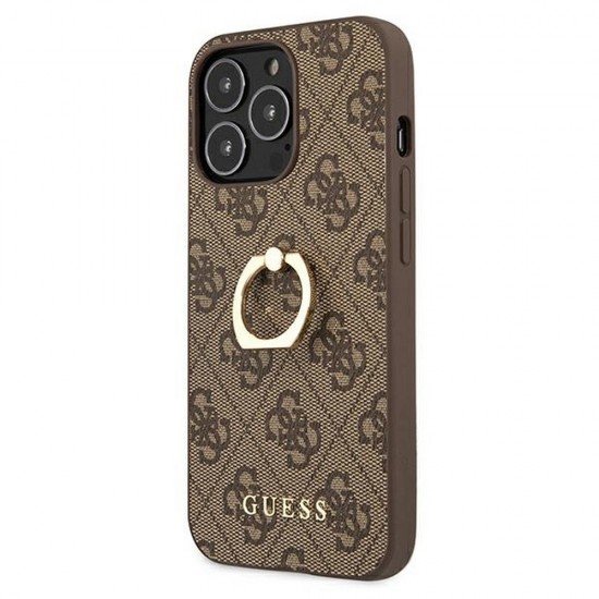 Apple iPhone 13 Pro Guess GUHCP13L4GMRBR Brown+Ring Stand Кейс