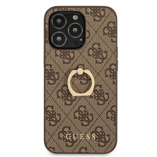 Apple iPhone 13 Pro Guess GUHCP13L4GMRBR Brown+Ring Stand Кейс