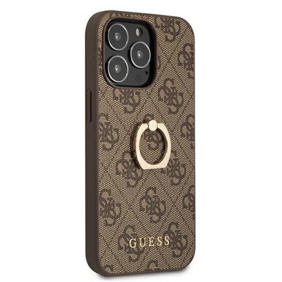 Apple iPhone 13 Pro Guess GUHCP13L4GMRBR Brown+Ring Stand Кейс