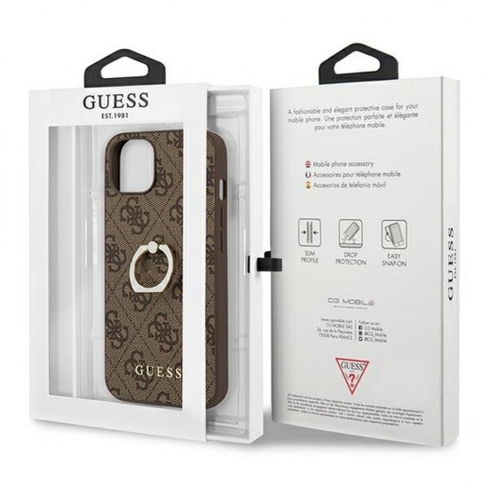 Apple iPhone 13 Guess GUHCP13M4GMRBR Brown+Ring Stand Кейс