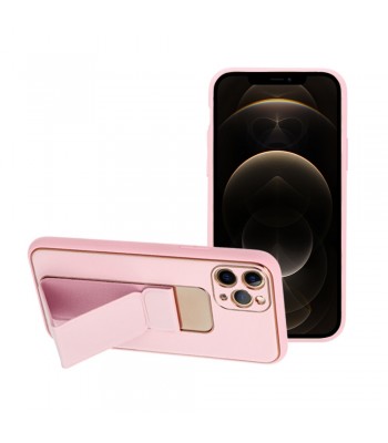 Apple iPhone 12, 12 Pro Forcell Leather Kickstand Pink Кейс