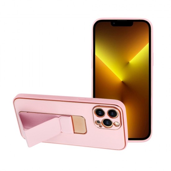 Apple iPhone 13 Pro Forcell Leather Kickstand Pink Кейс