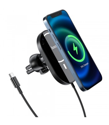 Hoco CA90 Powerful Magnetic Wireless Charging Car Black Холдер