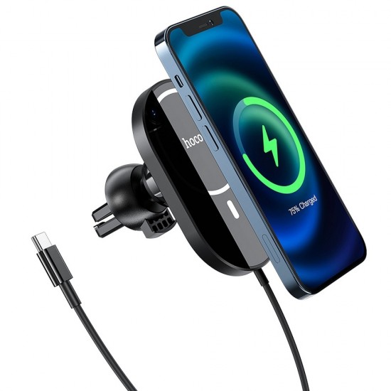 Hoco CA90 Powerful Magnetic Wireless Charging Car Black Холдер