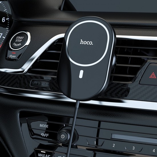 Hoco CA90 Powerful Magnetic Wireless Charging Car Black Холдер