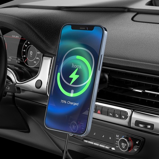 Hoco CA90 Powerful Magnetic Wireless Charging Car Black Холдер