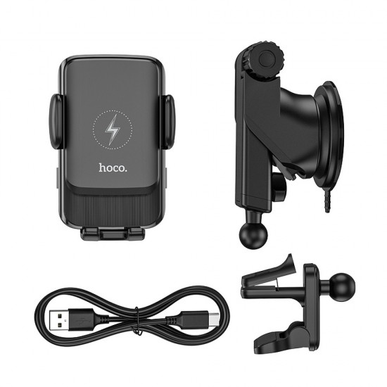 Hoco S35 Smart Alignment Wireless Charging Car Black Холдер