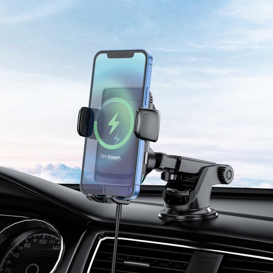 Hoco S35 Smart Alignment Wireless Charging Car Black Холдер