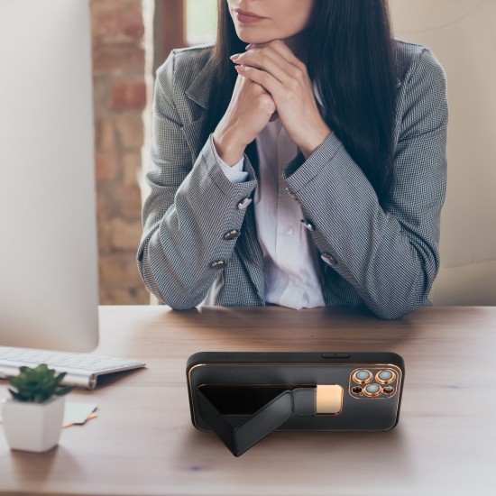 Samsung A02s Forcell Leather Kickstand Black Кейс