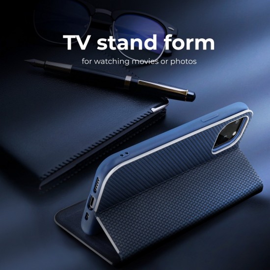 Samsung A02s Forcell Luna Book Carbon Blue Кейс